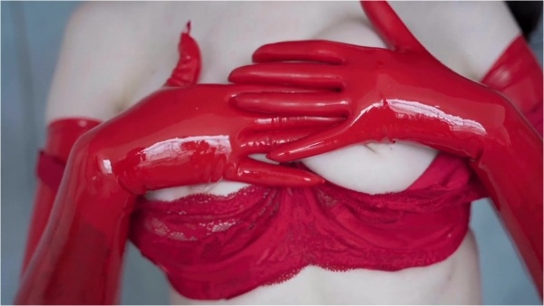 Miss Ellie Mouse - Brunette in Red Lingerie and Latex